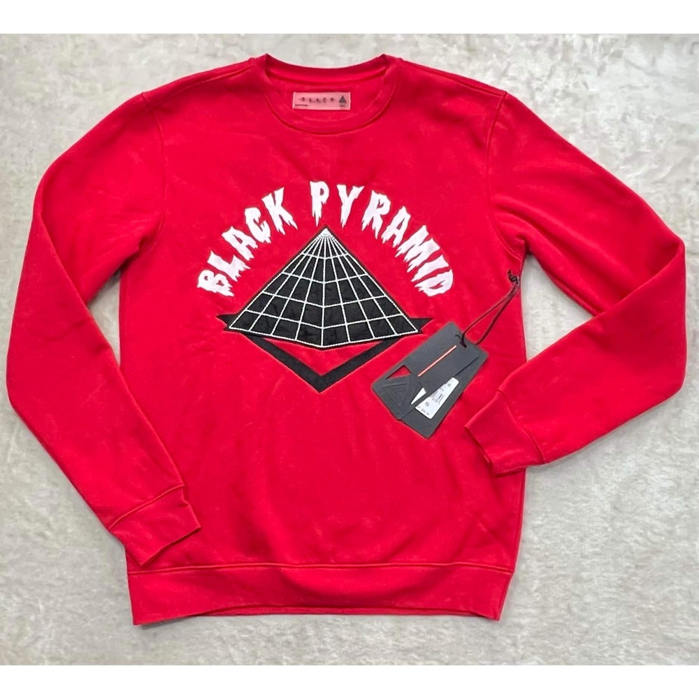 NWT Black Pyramid Men Red Graphic Pyramid Logo Crewneck Sweatshirt Y5160308-RD S